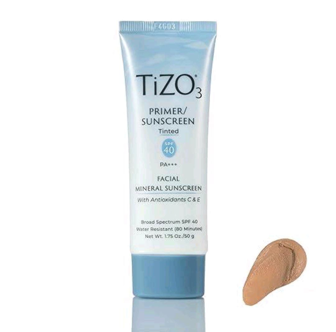 TiZO3 Tinted Primer Sunscreen SPF 40 – Facial Mineral Sunscreen, 1.75 oz / 50 g