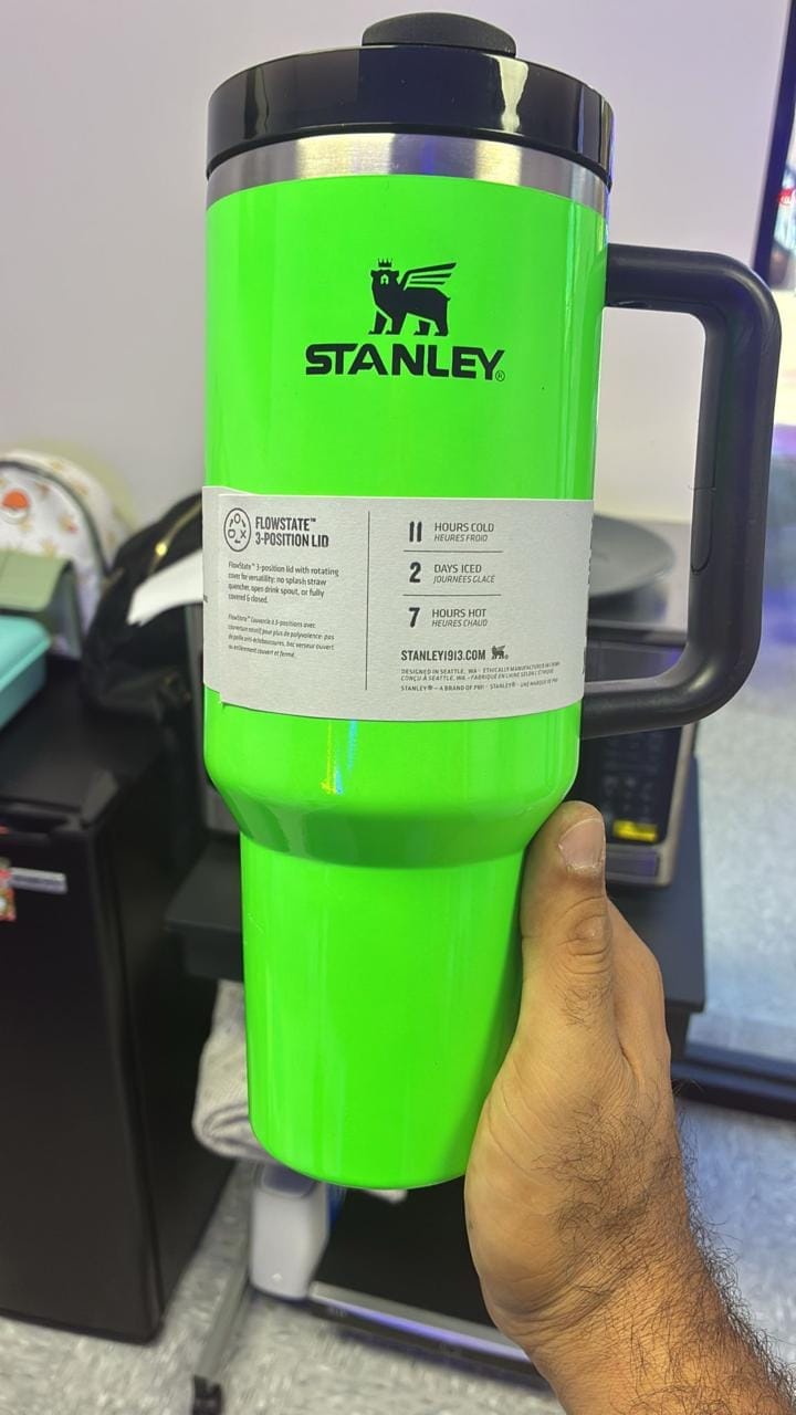 Stanley Green Insulated Travel Tumbler with Handle & FlowState 3-Position Lid 40oz